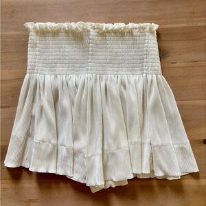QUEEN OF SPARKLES Cream Ruffled Mini Skirt